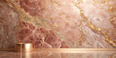 Wall Mural - Extreme close-up gold pink marble background abstract with natural granite floor rose gold stone wall