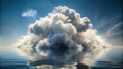 Wall Mural - Extreme close-up of realistic white cloud exploding and blowing up from water surface