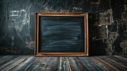 Poster - blank blackboard in a frame with chalk