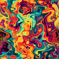 Seamless pattern of trippy psychedelic colors swirl background