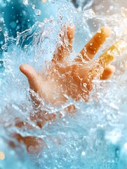 Canvas Print - Hand Reaching Up Through Water Splash.