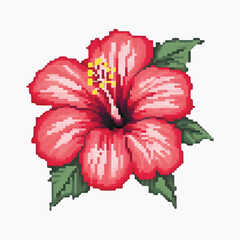 Wall Mural - Pixelated hibiscus flower art