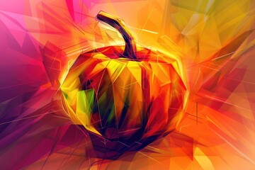 Wall Mural - Vibrant geometric pumpkin for halloween decor and design AI