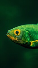 Emerald Gaze: A Captivating Portrait of a Green Fish in the Deep