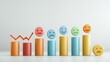 © N0X - Consumer sentiment analysis, emotive faces and colorful charts, 3D illustration