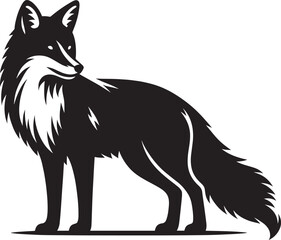 Fox animal Silhouette isolated on white background Minimalist fox vector illustration