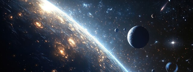 Aufkleber - Illustration of space and universe in 3D cartoon rendering