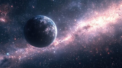 Aufkleber - Stars of a planet and galaxy in a free space depicted in a 3D cartoon rendering
