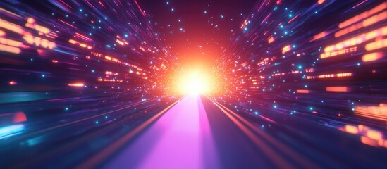 Aufkleber - 3D cartoon representation featuring space travel at light speed with an abstract background