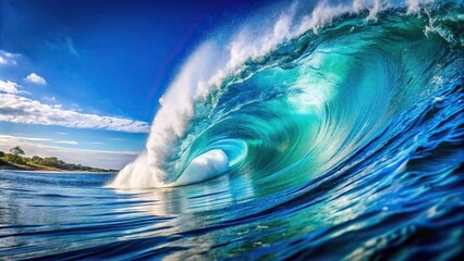 Wall Mural - Ocean wave under blue sky