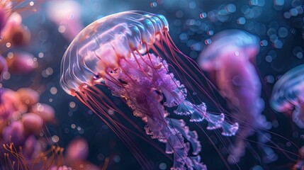 Closeup of a jellyfish in an aquarium