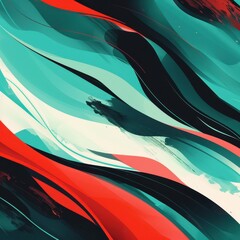 Poster - Abstract Background with Intertwined Curved Lines in Red, Green, and Black