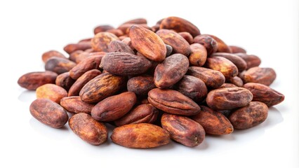 Wall Mural - Raw peeled cacao beans isolated on white background