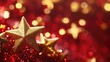 © -Quantum Pixels- - Golden stars set against a vibrant red festive backdrop