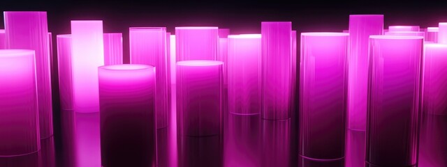 Aufkleber - Abstract background featuring pink cylinders set against a black and white backdrop High quality 3D rendering and illustration
