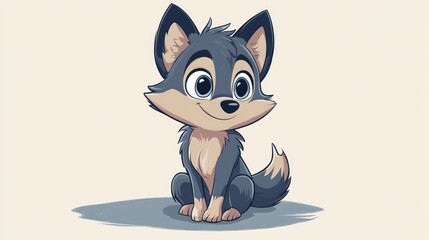 Wall Mural - Cute cartoon of a little wolf