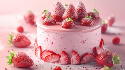 Yogurt strawberry cake as a fresh and fruity treat