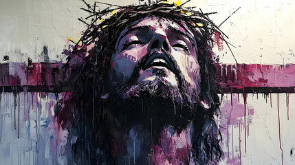 Jesus Christ Painting Crown of Thorns Abstract Art Religious Art Christian Art Faith Hope Love