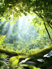 Sticker - Sunlight Through Lush Green Foliage.