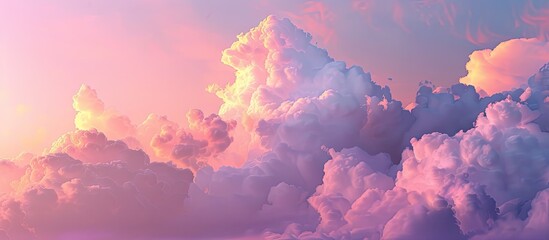 Poster - Scenic clouds in the sky during twilight with beautiful colors and copy space image
