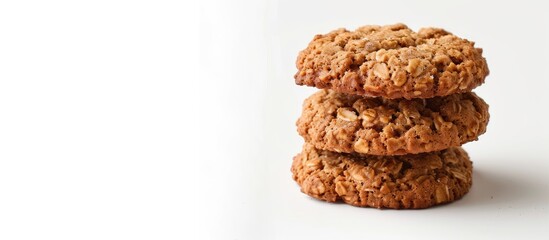 Aufkleber - Oatmeal cookies a healthy option stand alone on a white backdrop with room for a copy space image