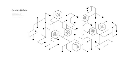 Poster - 幾何学 抽象 六角形 医療 科学 アイコン 背景