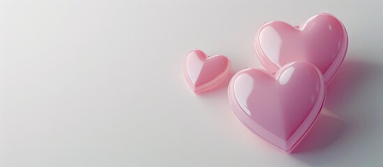 Leinwandbilder - Heart shaped pink candy displayed on a white backdrop with copy space image