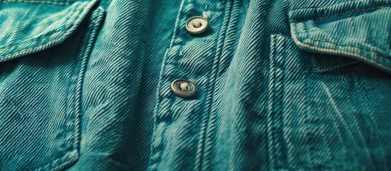 Aufkleber - Close up of turquoise denim pants front and small pockets showcasing design details like button seams and fabric texture ideal for a copy space image