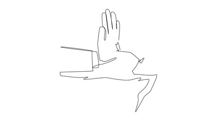 Poster - Animated self drawing of single one line drawing Arab businessman standing on edge of cliff. Something big wants to bring down the business. Bring down competitor. Full length single line animation