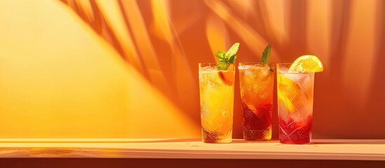 Aufkleber - Photos of cocktails and beverages with a vibrant and sunny copy space image
