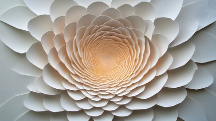 Wall Mural - 46. Geometric, paper cutouts arranged in a radial pattern with varying depths and textures