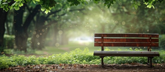 Wall Mural - park bench with natural background ideal for copy space image
