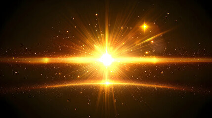 Wall Mural - Golden Light Explosion with Starry Background