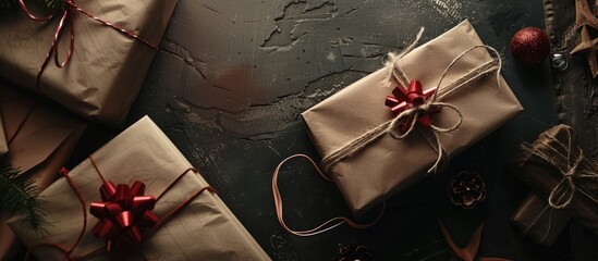 Canvas Print - Creative composition featuring a gift wrapping concept and ample copy space image integrated seamlessly