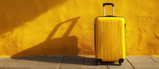 Aufkleber - Suitcase placed next to the yellow wall providing copy space image