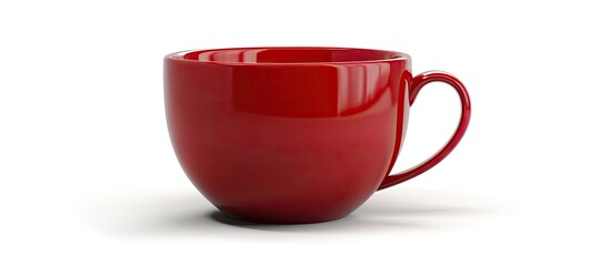 Poster - Dark red ceramic cup with a handle isolated on a white background perfect for adding text or designs in the copy space image
