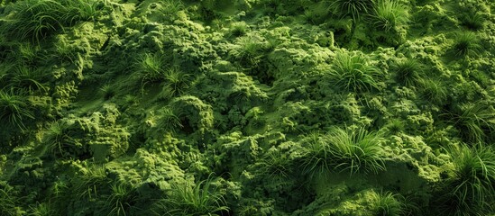 Canvas Print - Green moss creates a picturesque natural background with ample copy space for an image