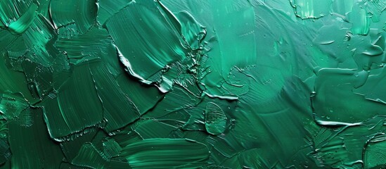 Sticker - Vibrant green acrylic paint with textured brushstrokes for a background featuring ample copy space image