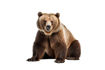 Wall Mural - grizzly bear standing in majestic pose isolated on transparent background for wildlife design and na