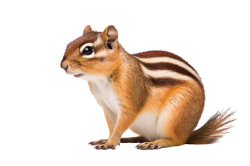 Wall Mural - red-tailed chipmunk in standing pose png on transparent background, ideal for wildlife illustrations