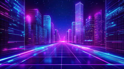 Canvas Print - Neon Cityscape.