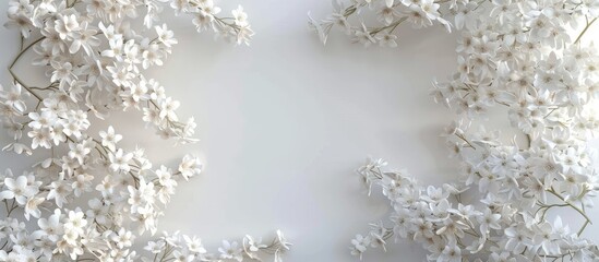 Poster - Flat lay view of sliced leeks on a white surface with copy space image