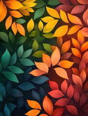 Wall Mural - Vibrant autumn leaves in various colors create a stunning, abstract pattern for seasonal designs and nature-inspired themes.