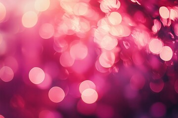 Canvas Print - A vibrant display of bokeh light patterns in shades of pink captured in a dreamy, abstract blur during twilight hours