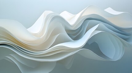 Sticker - 8. Layered waves of paper creating a flowing, undulating abstract landscape