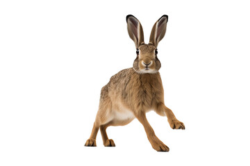 Wall Mural - realistic png of a rabbit in mid-hop with a transparent background, perfect for digital designs and 