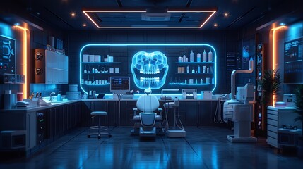 Conceptual image of dental care technology featuring digital tools diagnostic systems and advanced treatment equipment with sleek and professional design