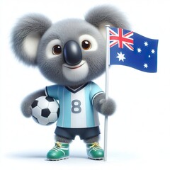 Wall Mural - a cute 3d fluffy Koala teddy bear character as a football player