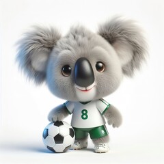 Wall Mural - a cute 3d fluffy Koala teddy bear character as a football player