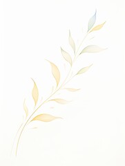 Poster - elegant watercolor illustration of a delicate leaf branch showcasing soft colors on a minimalist bac